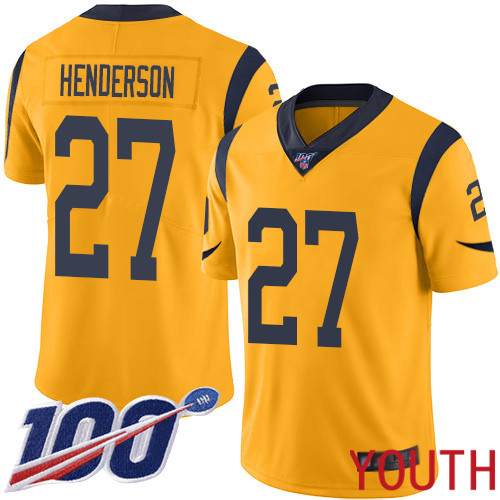 Los Angeles Rams Limited Gold Youth Darrell Henderson Jersey NFL Football #27 100th Season Rush Vapor Untouchable